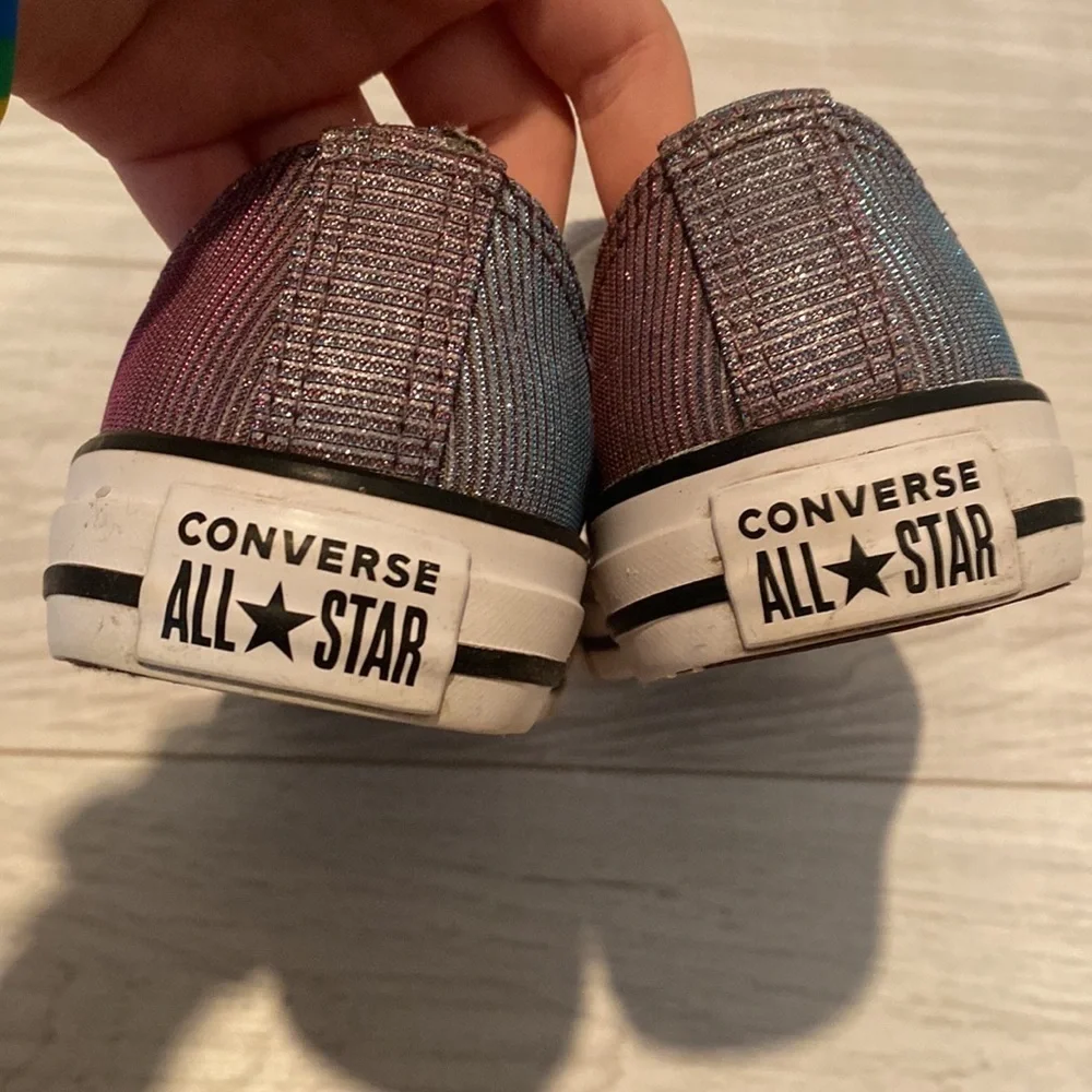 Converse All Star- shimmery blue,purple, and pink low tops, Size 2.5 - Picture 5 of 6